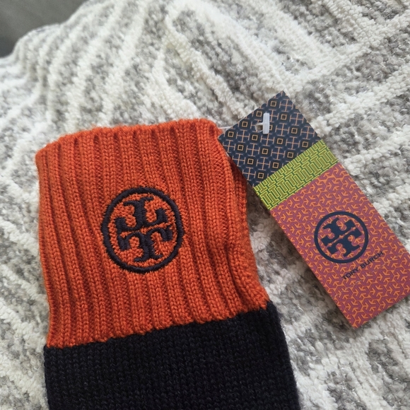 NWT Authentic Tory Burch‎ Wool Gloves Navy/Orange - Picture 5 of 10